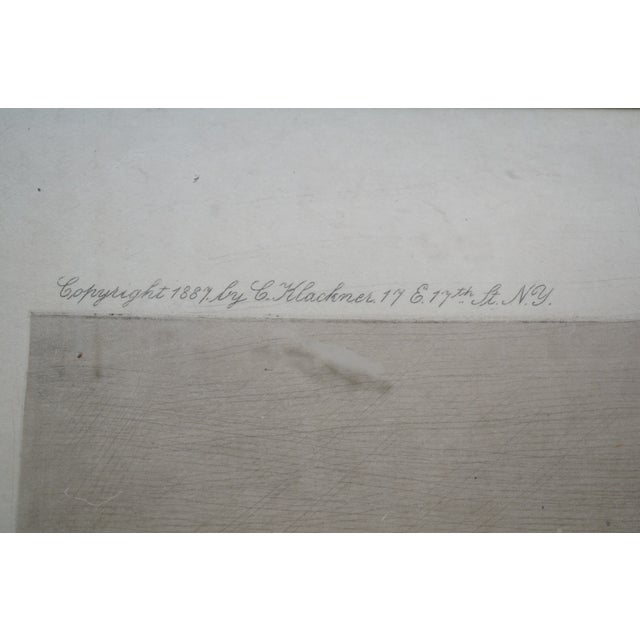 Antique Otis S Weber Signed Nautical Maritime Choppy Seas Clipper Ship Etching For Sale - Image 4 of 11