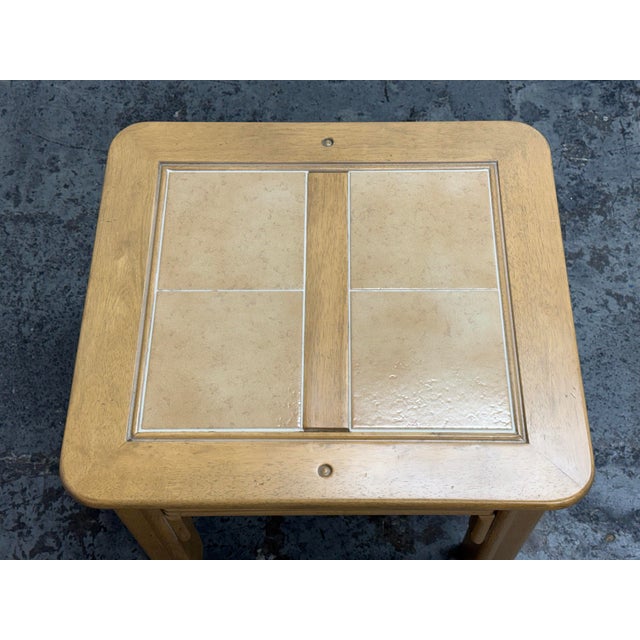 2010s Southwestern Tile Inlay Wood End Table For Sale - Image 5 of 12