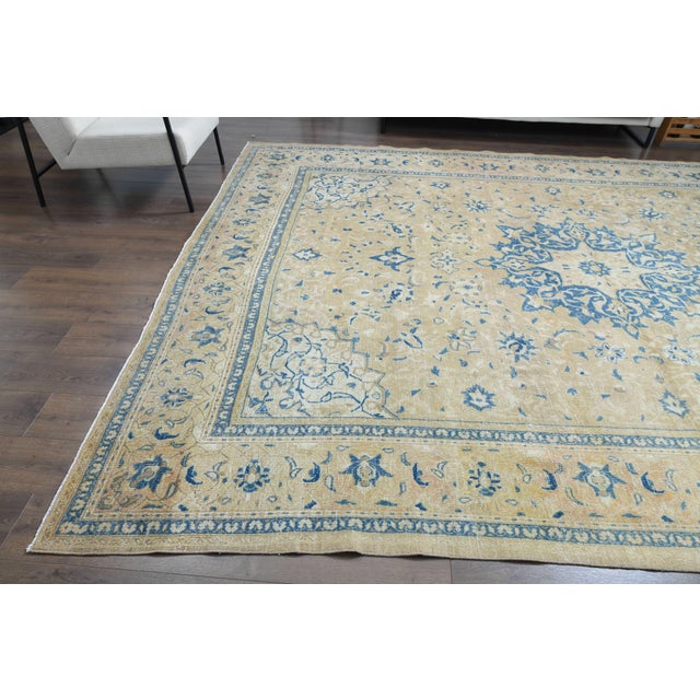 1970s Vintage Persian Handmade Wool Cotton Area Rug For Sale - Image 10 of 11