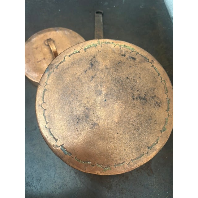 Antique French Dovetailed Copper Saucepan With Iron Handle & Lid For Sale - Image 13 of 13