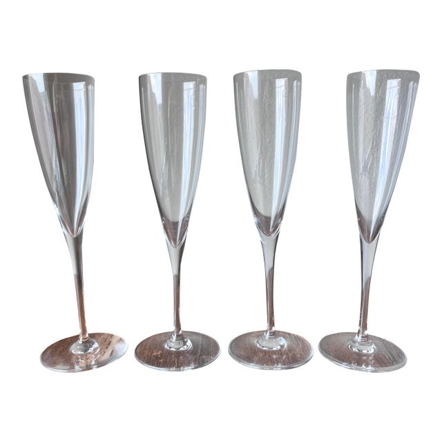 Late 20th Century Baccarat Dom Perignon Champagne Flutes 9.25", Crystal Glassware - Set of 4 For Sale