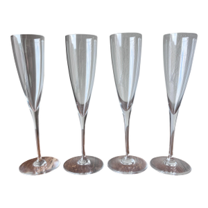 Late 20th Century Baccarat Dom Perignon Champagne Flutes 9.25", Crystal Glassware - Set of 4