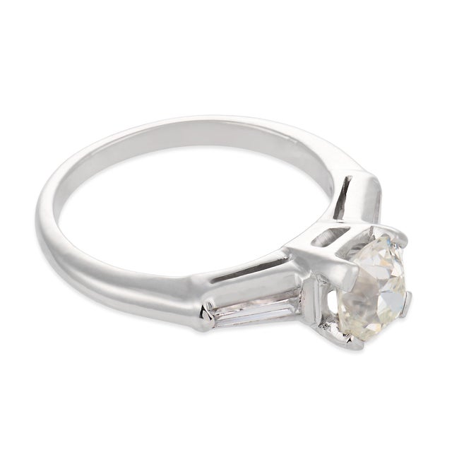 Mid Century Gia 1.01 Carat Old Mine Cut Diamond Platinum Engagement Ring, Size 5.5 For Sale - Image 4 of 8