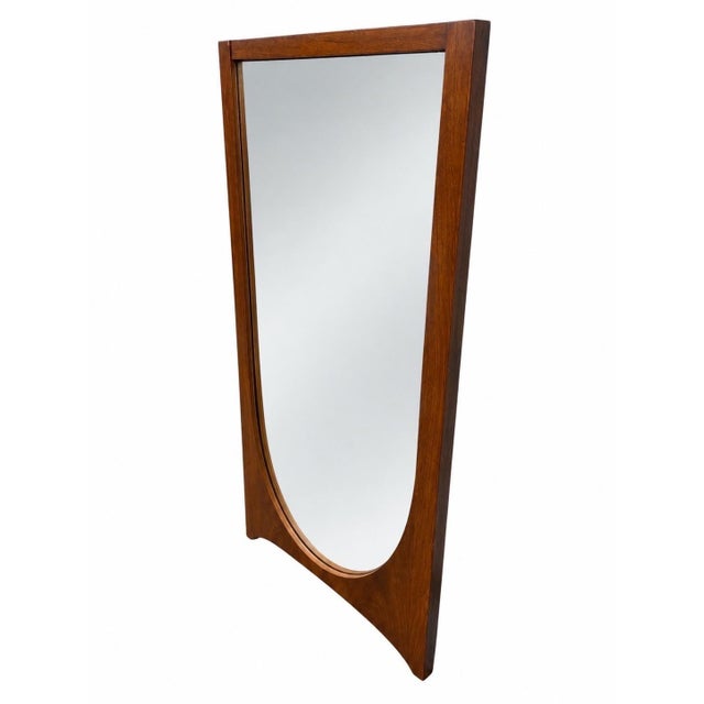 Mid-Century Modern Mid-Century Modern Broyhill Brasilia Sculpted Walnut Mirror For Sale - Image 3 of 4