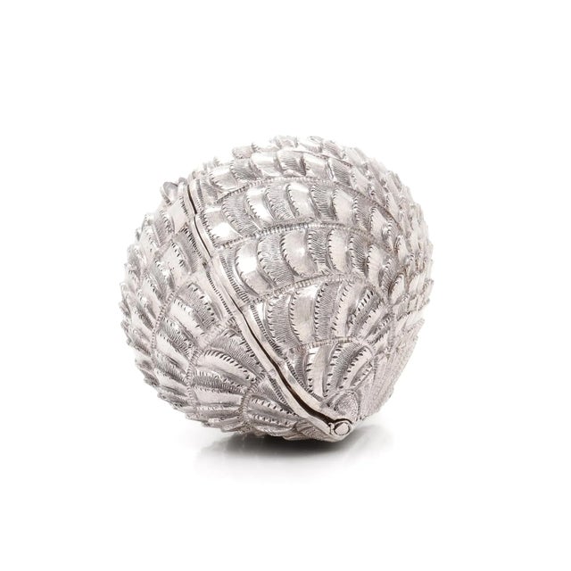 19th Century Rare Antique Hilliard & Thomason Sterling Silver Clam Shell Form Nutmeg Grater For Sale - Image 5 of 18