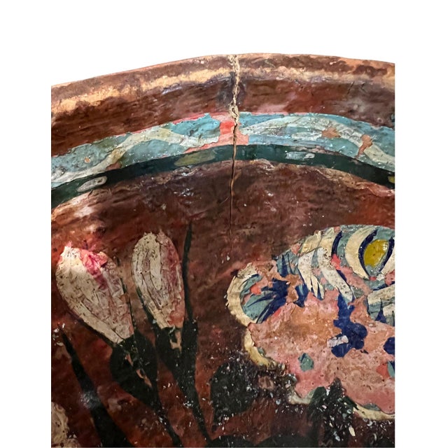 Wood 1990s Folk Art Hand-Painted Gourd Bowl For Sale - Image 7 of 9