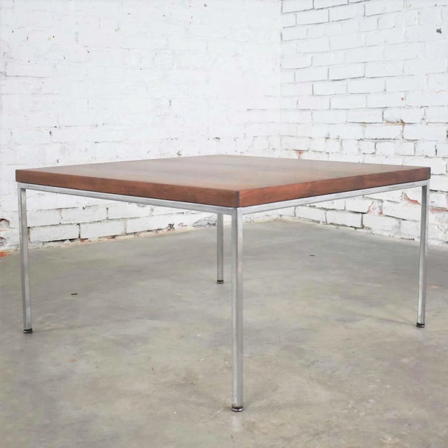 Mid Century Modern Chrome & Walnut End or Coffee Table in the Style of Florence Knoll For Sale - Image 13 of 13