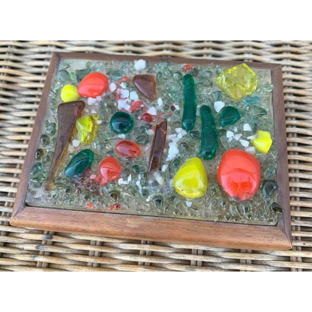 Mid Century Modern Fused Glass Wooden Trinket Box For Sale - Image 11 of 11