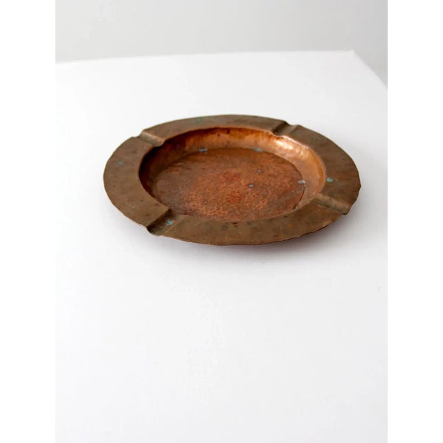 Rustic Vintage Hammered Copper Ashtray For Sale - Image 3 of 8