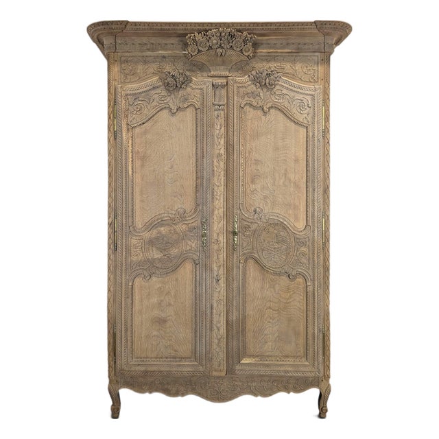 Normandy Oak Wardrobe with Bouquet For Sale