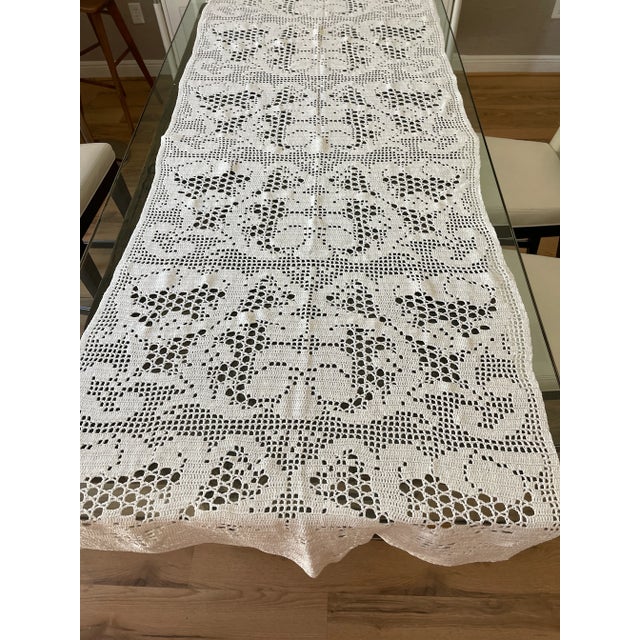 Boho Chic Gorgeous Vintage Textile Crochet Throw For Sale - Image 3 of 6