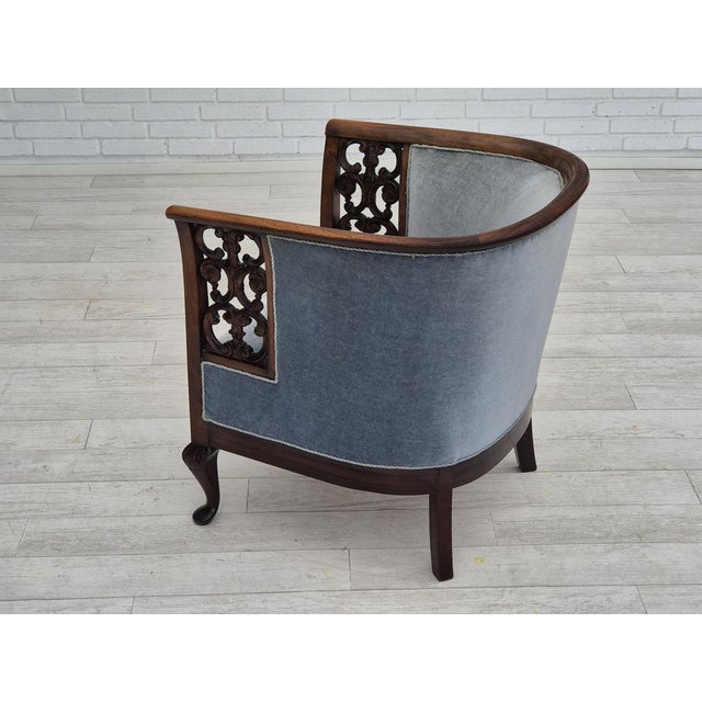 Danish Lounge Chair in Light Blue Furniture Velour, 1950s For Sale - Image 9 of 18