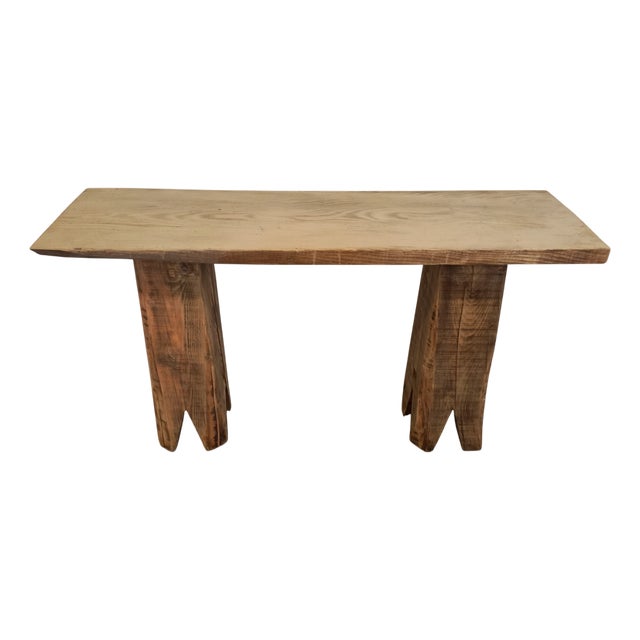 Brutalist Fir Console Table, 1980s For Sale