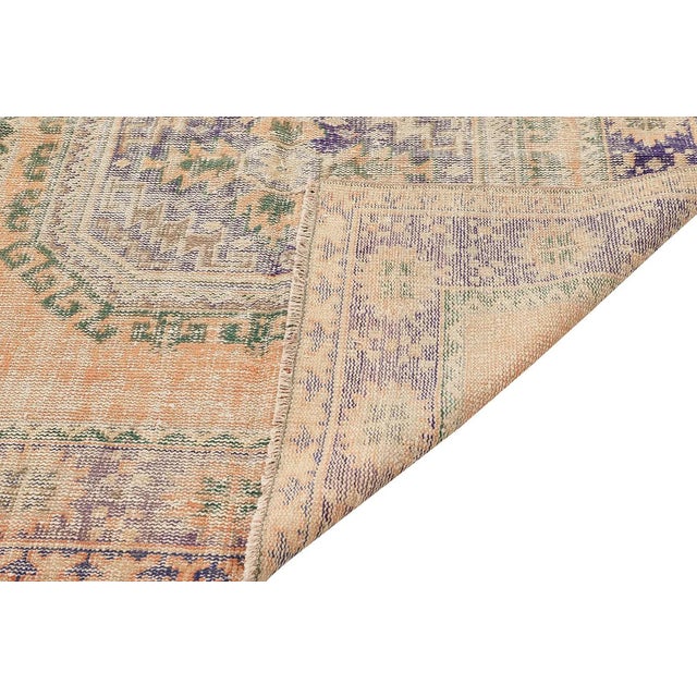 Mid 20th Century Mid 20th Century Distressed Vintage Turkish Oushak Rug For Sale - Image 5 of 7