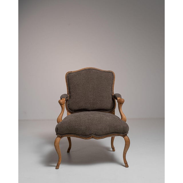 French 19th Century France Louis XV Taupe Wood Armchair For Sale - Image 3 of 10