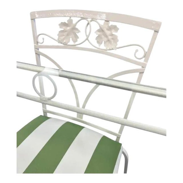 Vintage Wrought Iron Dining Set – Painted Benjamin Moore Mountain Peak White For Sale In West Palm - Image 6 of 10