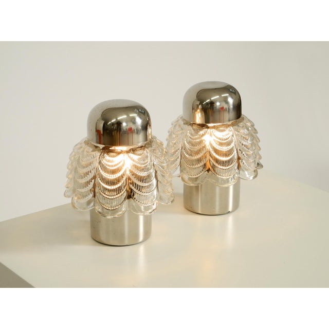 Silver Large Metal and Glass Table Lamps from Veb Narva Leuchtenbau, 1960s, Set of 2 For Sale - Image 8 of 18