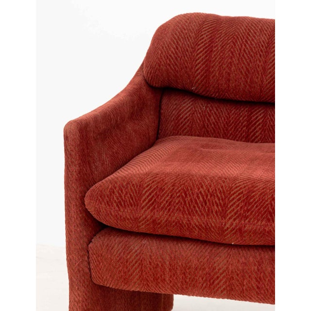 Textile Set of Four Modernist Red Velvet Upholstered Lounge Chairs For Sale - Image 7 of 11