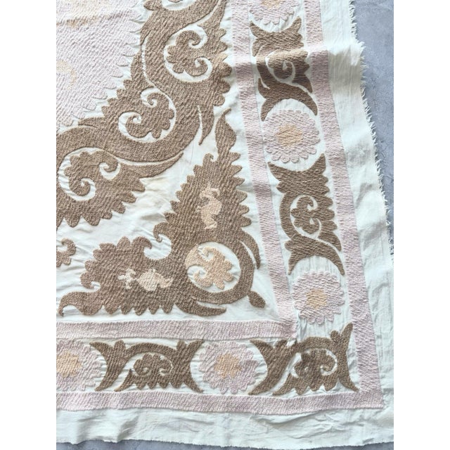 Textile Central Asian Suzani Tablecloth - Vintage Embroidered Textile For Sale - Image 7 of 9
