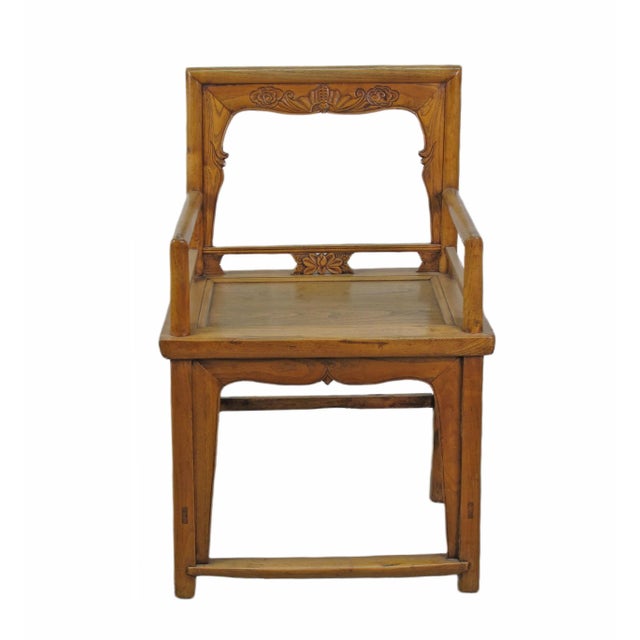 Late 19th Century Pair Antique Chinese Low Back Bat Armchair For Sale - Image 5 of 12