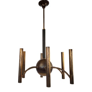 Vintage Mid-Century Bronze Chandelier For Sale