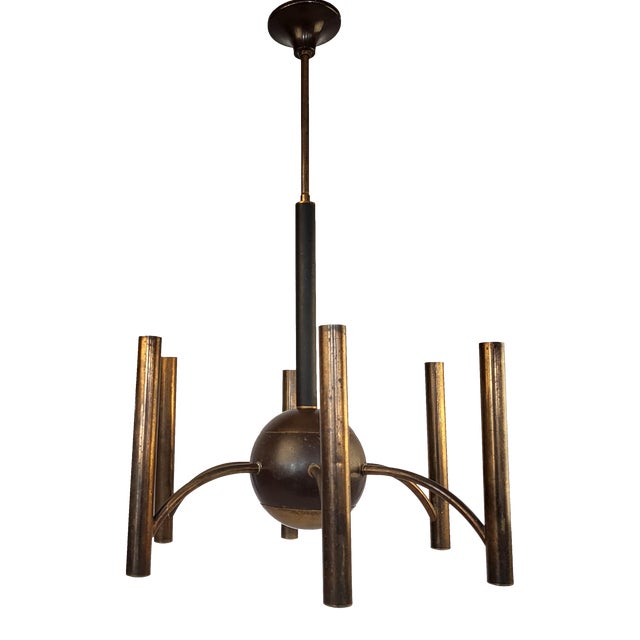 Vintage Mid-Century Bronze Chandelier For Sale