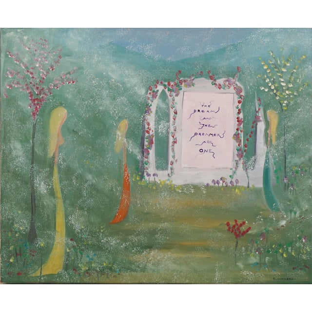Mid Century Modern Surrealist Hawaiian Visionary Art - The Dream & the Dreamers by Marguerite Blasingame For Sale In Monterey, CA - Image 6 of 13