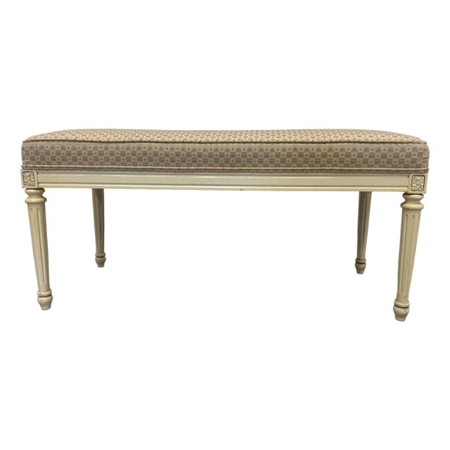 1960's Hollywood Regency Upholstered Wood Bench For Sale