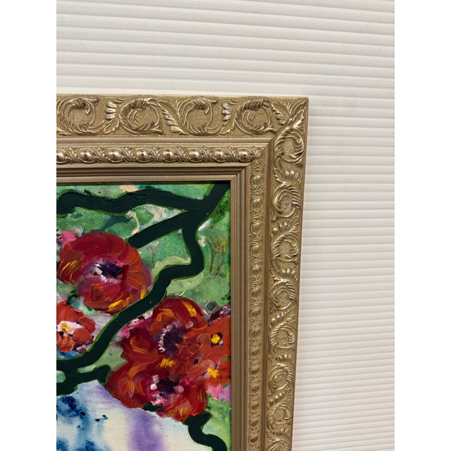 2010s Floral Mixed Media Painting, Framed For Sale - Image 5 of 12