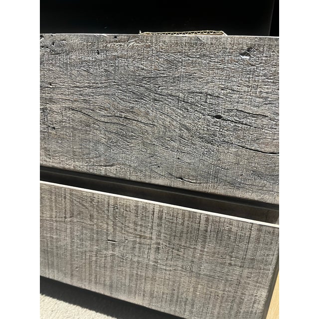 Gray Restoration Hardware Rustic Wood Nightstand For Sale - Image 8 of 12