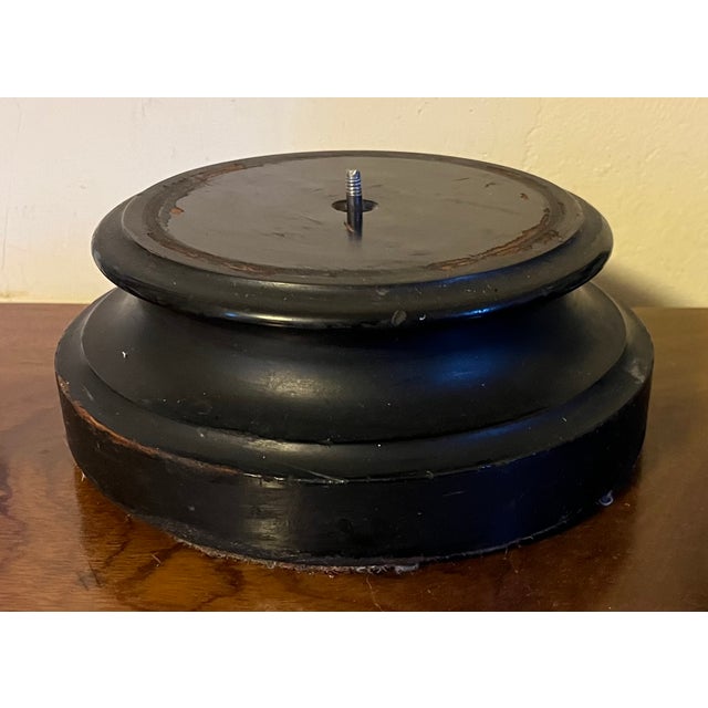 Antique 19th century black ebonized wood display pedestal base or socle. Measures 7 7/8" diameter at the base, 6 3/4"...