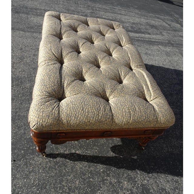 Large Vintage Theodore Alexander Tufted Bench Ottoman Coffee Table W Game Table For Sale In Los Angeles - Image 6 of 15