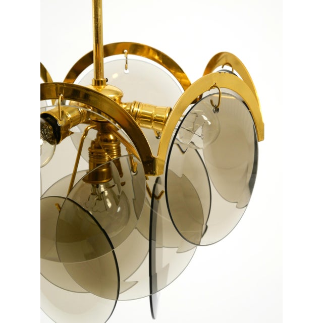 Large Brass Pendant Light with Large Round Glass Plates, 1960s For Sale - Image 15 of 18