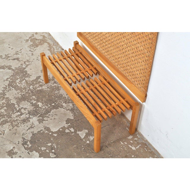 Vintage Wall Coat and Shoe Rack with Rattan, 1960s For Sale - Image 9 of 10