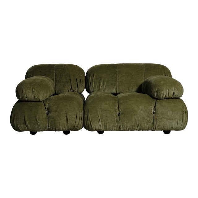 Mid-Century Modern Camaleonda Sofa bin Green Linen Velvet y Mario Bellini for B&B Italia, 1972, Set of 2 For Sale - Image 3 of 18