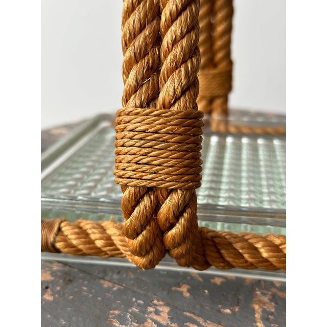 Vintage Cast Glass Vide Poche With Rope Handle Attributed to Audoux Minet, Circa 1960s For Sale - Image 11 of 12