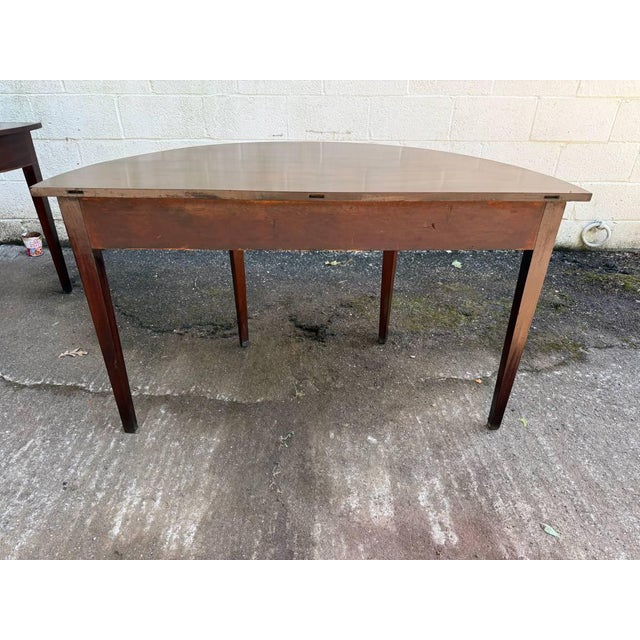 Pair of Antique Federal Style Mahogany Demilune Consoler Tables For Sale - Image 10 of 17