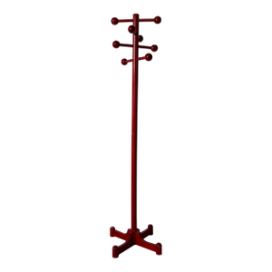 1980’s Italian Postmodern Memphis Style Red Stained Wood Floor Standing Hat & Coat Stand