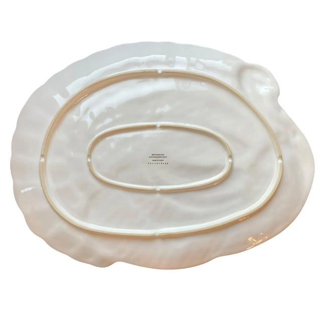 Rustic European Pottery Barn White Stoneware Rustic Turkey Platter Large 18” For Sale - Image 3 of 11