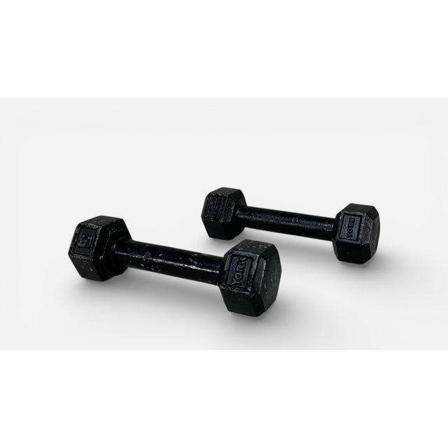 Industrial Vintage Athletic Weights by York For Sale - Image 3 of 5