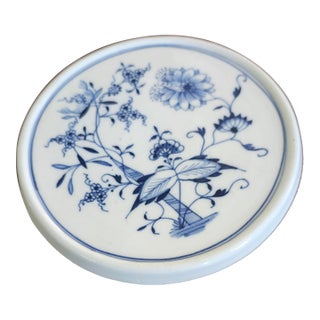 Antique Carl Teichert Meissen Blue Onion Trivet For Sale