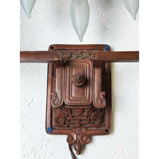 Wood A Pair of 19th Century French Chinoiserie Patinated Bronze Sconces For Sale - Image 7 of 8