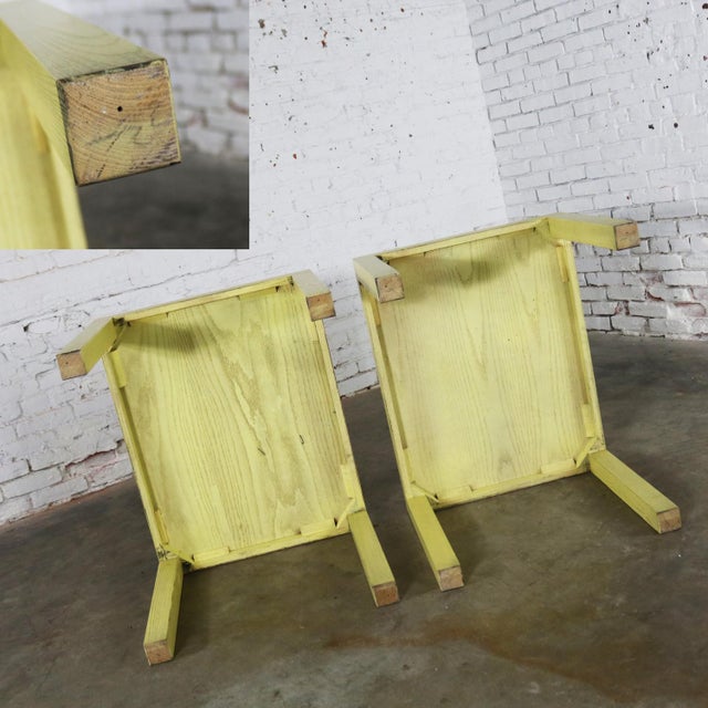 Mid Century Modern Blonde Cerused Oak Parsons End Tables Style Wormley for Dunbar For Sale - Image 9 of 13