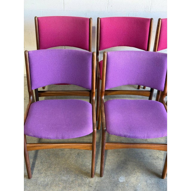 1960s Rosewood Dining Chairs in Style of Erik Buch Upholstered Mid-Century Seating Set of 6 Denmark 1960s For Sale - Image 5 of 10