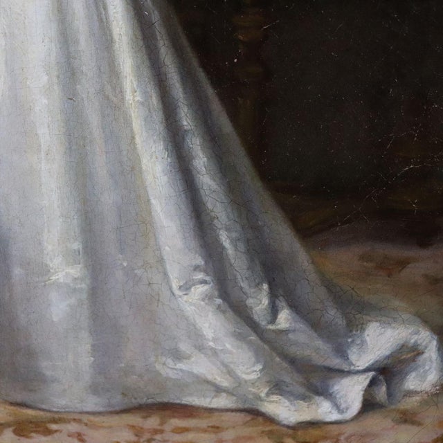 Scene Between Girls, 19th Century, Oil Painting on Canvas, Framed For Sale - Image 4 of 18
