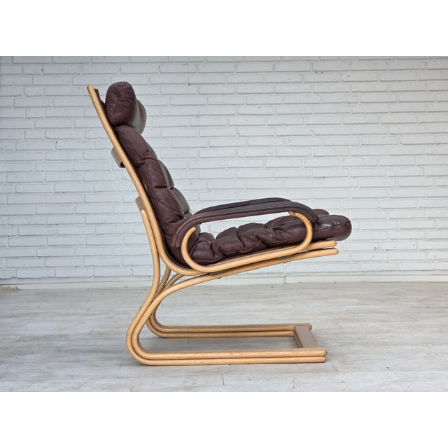 Danish Leather and Bentwood Lounge Chair by Georg Thams for Bramin, 1970s For Sale - Image 9 of 18