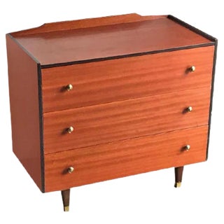 Vintage Chest of Drawers with Black Trim and Gold Knobs For Sale