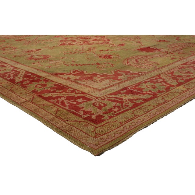 Late 19th Century Turkish Oushak Rug, 14'02 X 15'07 For Sale - Image 9 of 11