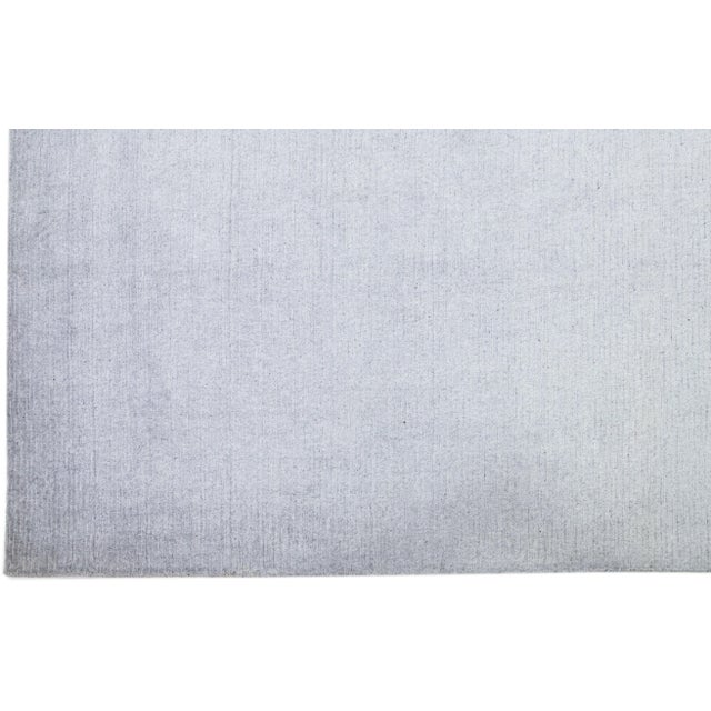 2010s Contemporary Solid Gray Handmade Wool & Silk Rug For Sale - Image 4 of 7