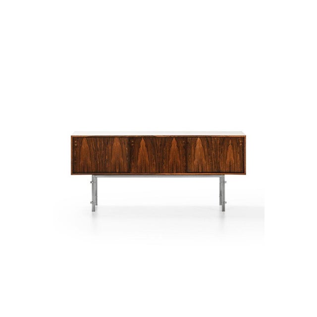 Freestanding Sideboard in Rosewood and Chromed Steel attributed to Jan Lunde Knudsen, 1960s For Sale - Image 9 of 10